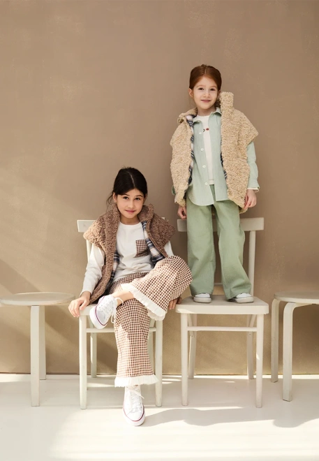 Брюки Моти из хлопка коричневого цвета в белую клетку