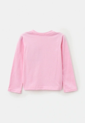 Лонгслив розовый с пришивной деталью в розовом цвете