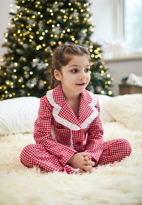 Пижама Йоджи из хлопка в клетку для девочек
