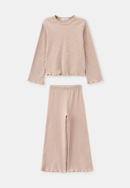 Пижама с принтом в светло-бежевом цвете