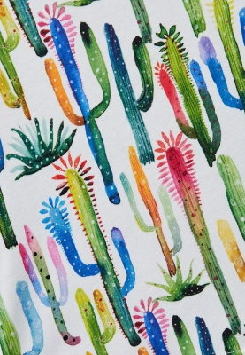 Костюм с футболкой и шортами из трикотажного хлопка с принтом кактусы