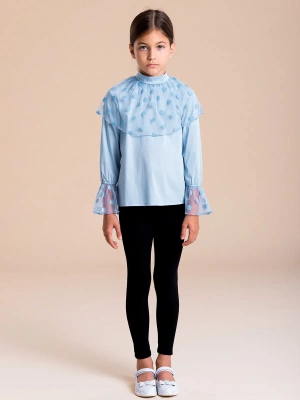 Блузка из рубашечной ткани со съемным воротником из сетки в горох