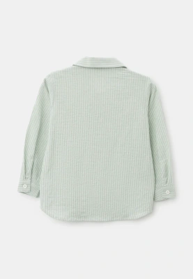 Рубашка Денди из хлопка в зеленом и белом цвете
