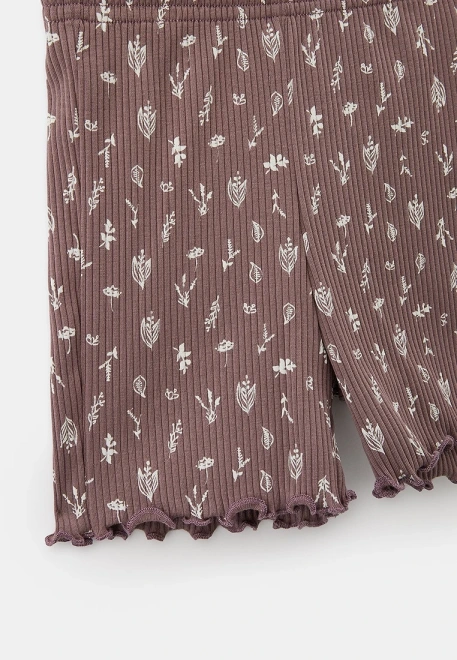 Шорты из трикотажа в рубчик с принтом