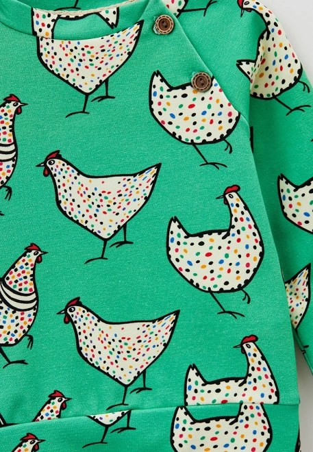 Свитшот для малышей из футера с принтом курочки и застежкой на пуговицы