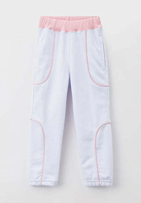 Костюм спортивный из белого футера с контрастным кантом и манжетами