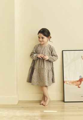 Платье из теплого хлопка с принтом вишенки и пуговицами по всей спинке 