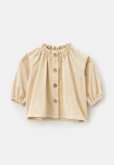 Блузка из теплого хлопка в молочном цвете  Блузка из теплого хлопка в молочном цвете