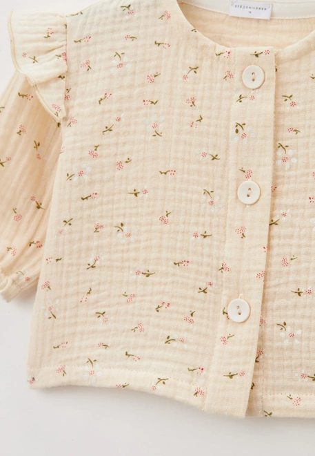 Блузка для малышей из муслина с принтом красные цветочки 