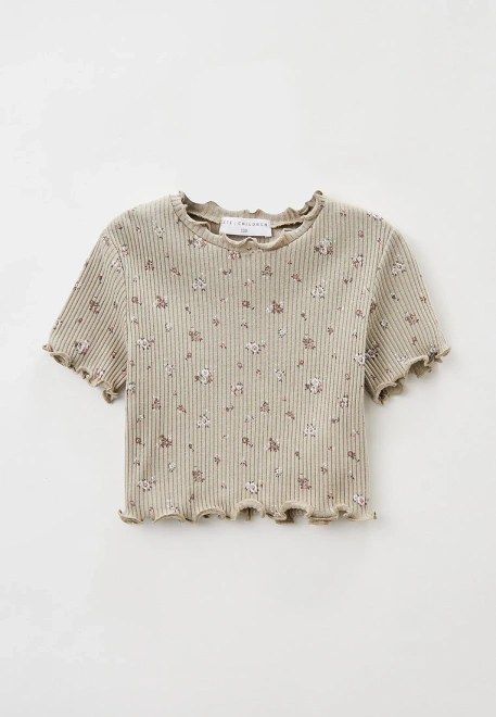 Футболка укороченная из ткани в рубчик