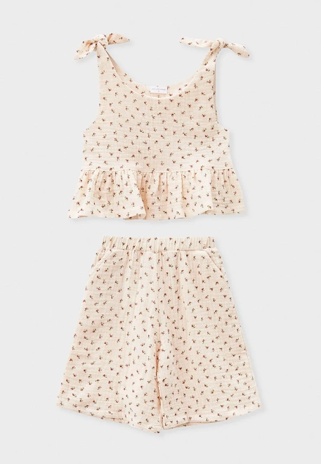 Костюм летний из муслина с принтом цветочки