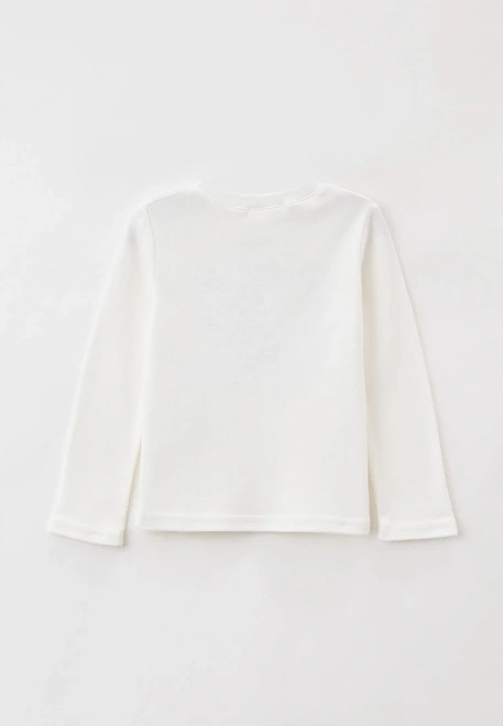 Лонгслив из молочного хлопкового трикотажа и рисунком жираф в космосе