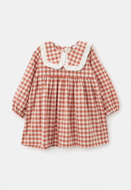 Платье Мона из хлопка в красном и белом цвете