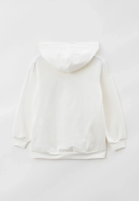 Худи из молочного футера с принтом слон