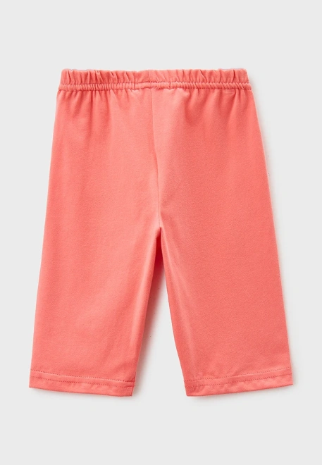 Комплект из  укороченной футболки и велосипедок из мягкого трикотажа кораллового цвета