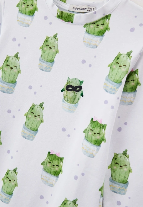 Платье -мини из трикотажа с принтом кактусы
