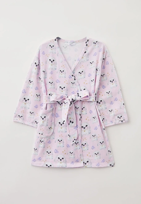Халат домашний розового цвета с принтом собачки 