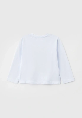 Лонгслив белый с объемным рисунком из слов FOREVER YOUNG 