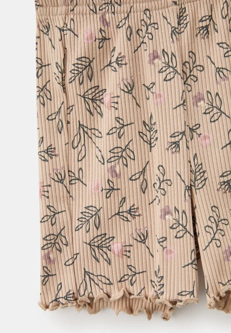 Шорты из трикотажа в рубчик с цветочным принтом