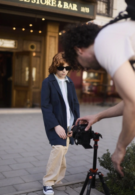 Плащ Кас из курточной ткани в темно-синем цвете