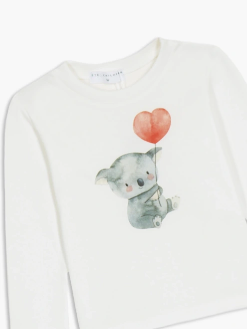 Лонгслив из хлопка с принтом коала с сердечком