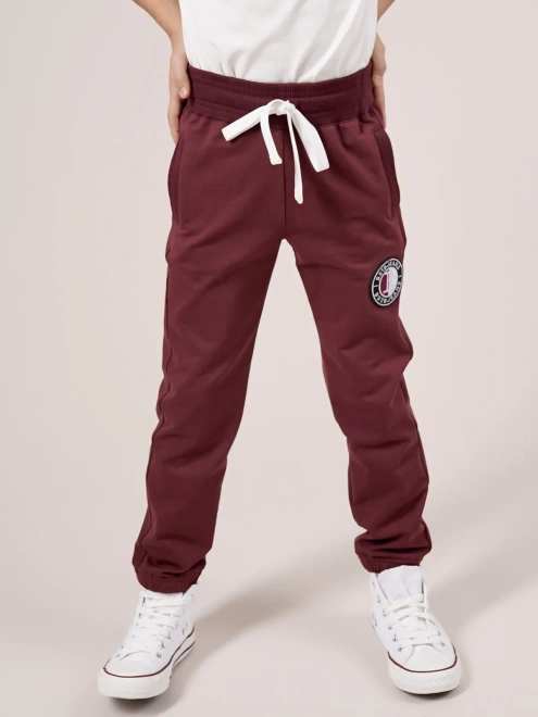 Брюки из футера прямого кроя с нашивкой 