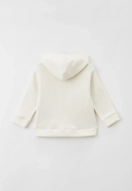 Худи из футера с начесом в молочном цвете с принтом осенние листья