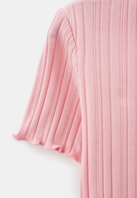 Комплект из футболки и брюк в розовом цвете для девочек