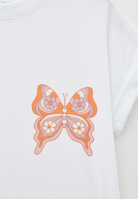 Футболка прямого кроя из трикотажного хлопка с принтом бабочка