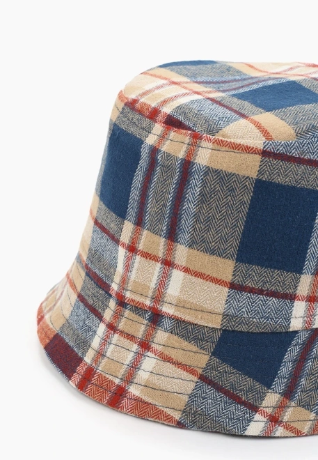 Панама в синюю клетку из теплого хлопка