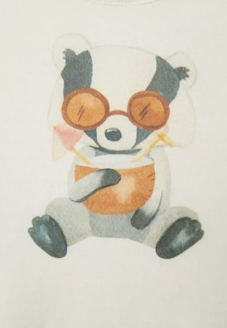 Лонгслив из хлопка с енотиком в молочном цвете