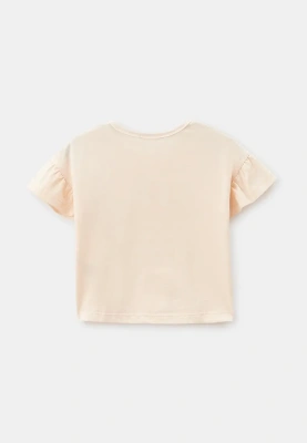 Блузка Йена с розовыми цветочкам в персиковом цвете