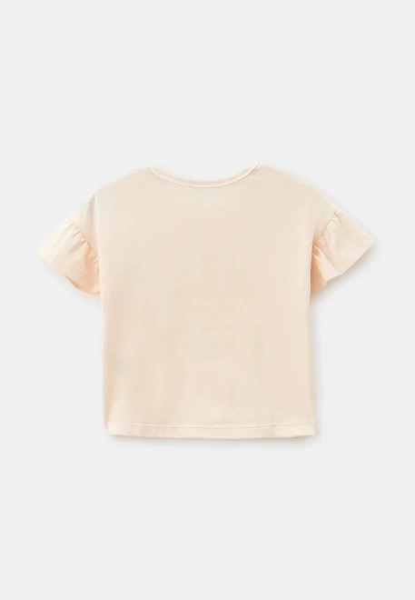 Блузка Йена с розовыми цветочкам в персиковом цвете