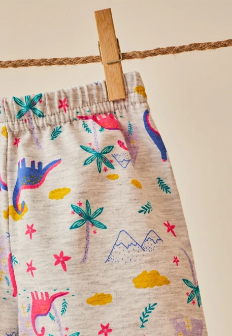 Шорты укороченные из трикотажной ткани с принтом яркие динозаврики