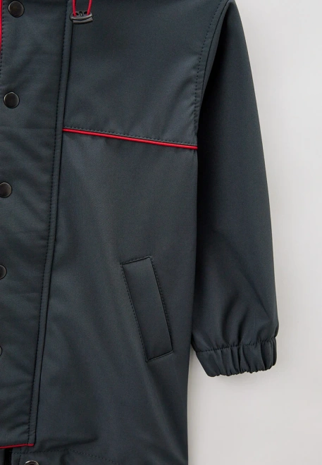 Парка из ветрозащитного и влагоустойчивого материала софтшелл в темно-сером цвете