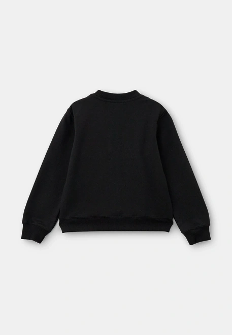 Свитшот черный из футера с рисунком в стиле кэмпинг 