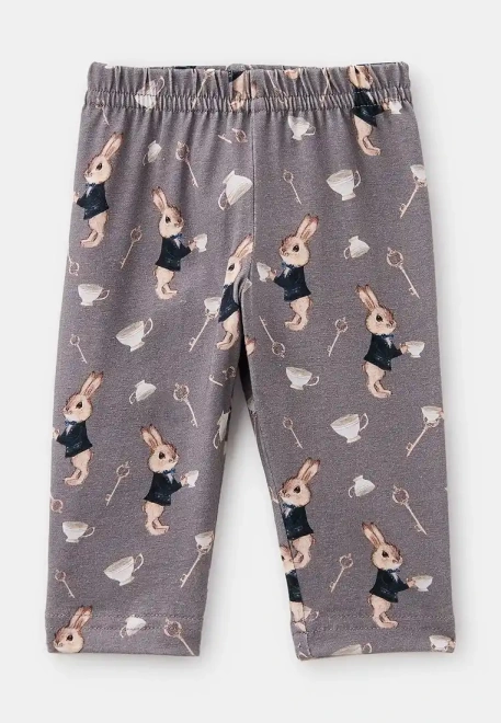 Леггинсы с кроликами в темно-пурпурном цвете