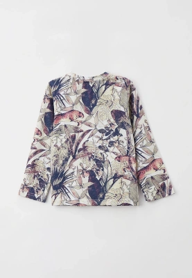 Лонгслив прямого кроя с рисунком в винтажном стиле