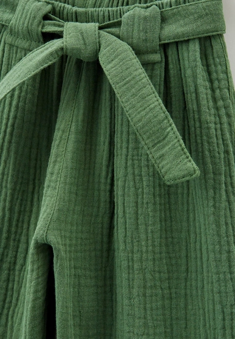 Брюки укороченные из муслина свободного кроя