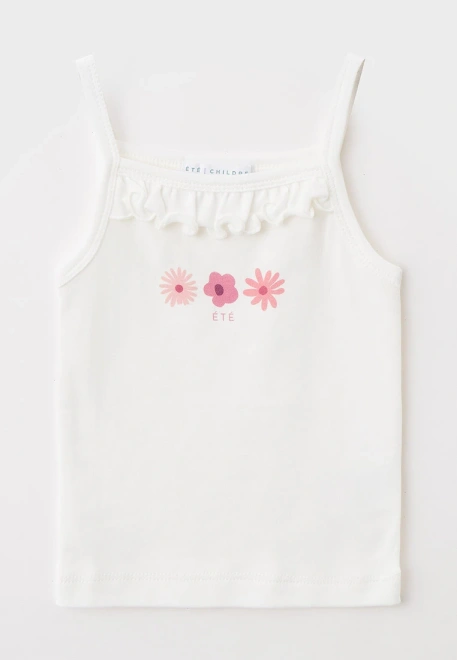 Майка с рюшей укороченная из хлопка 