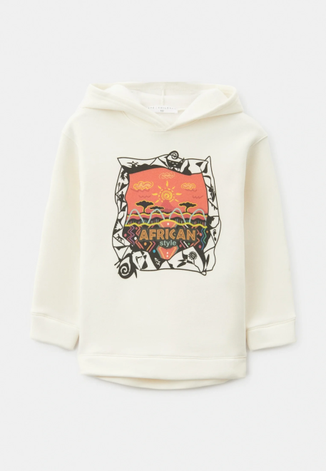 Толстовка утепленная с ярким принтом в африканском стиле 