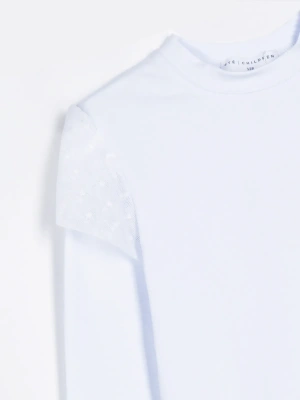 Лонгслив школьный белый с кружевом