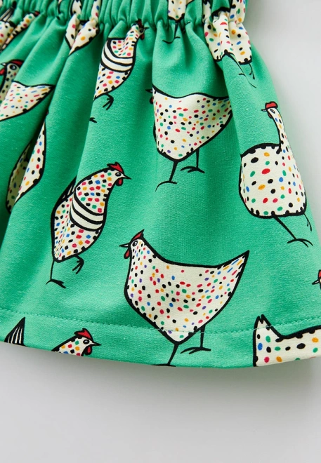 Юбка для малышей из футера в сборку с принтом курочки