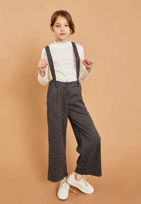 Брюки со съемными подтяжками из мягкой трикотажной ткани 