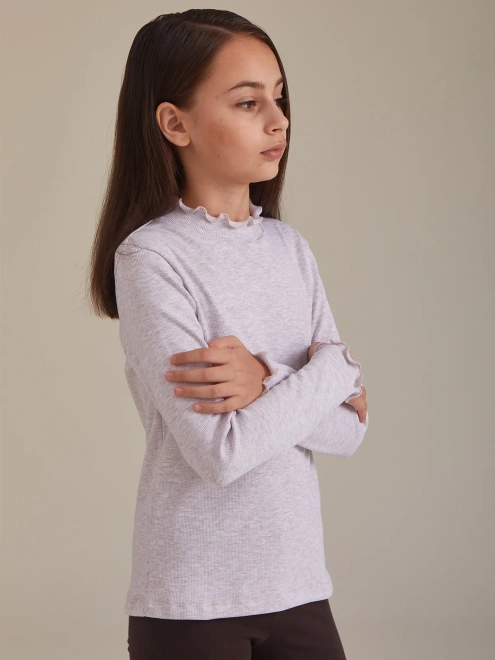 Водолазка прямого кроя из ткани в рубчик с небольшим утеплителем