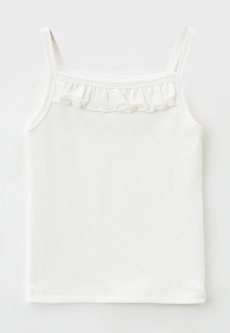 Майка однотонная с оборкой укороченная 