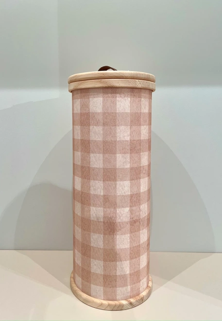 Короб подарочный в клетку коричневый и молочный