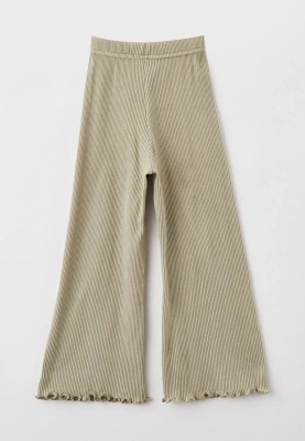 Брюки свободные из ткани в рубчик 