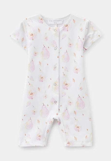 Комбинезон на кнопках из хлопкового трикотажа с принтом груши розовые