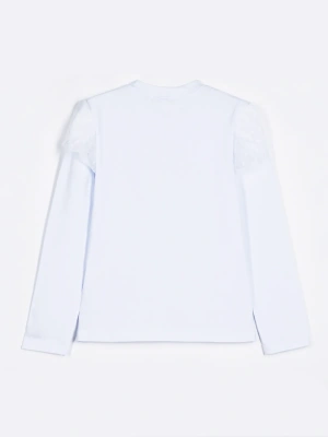 Лонгслив школьный белый с кружевом